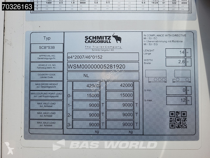 نصف مقطورة Schmitz Cargobull SCB*S3B 3 axles...