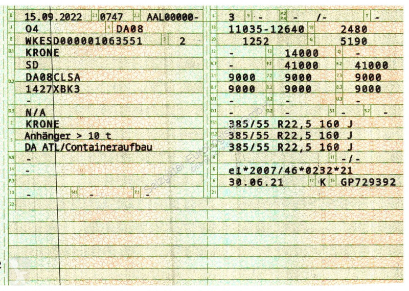 نصف مقطورة Krone / Teleskop / 11.035 - 12.640