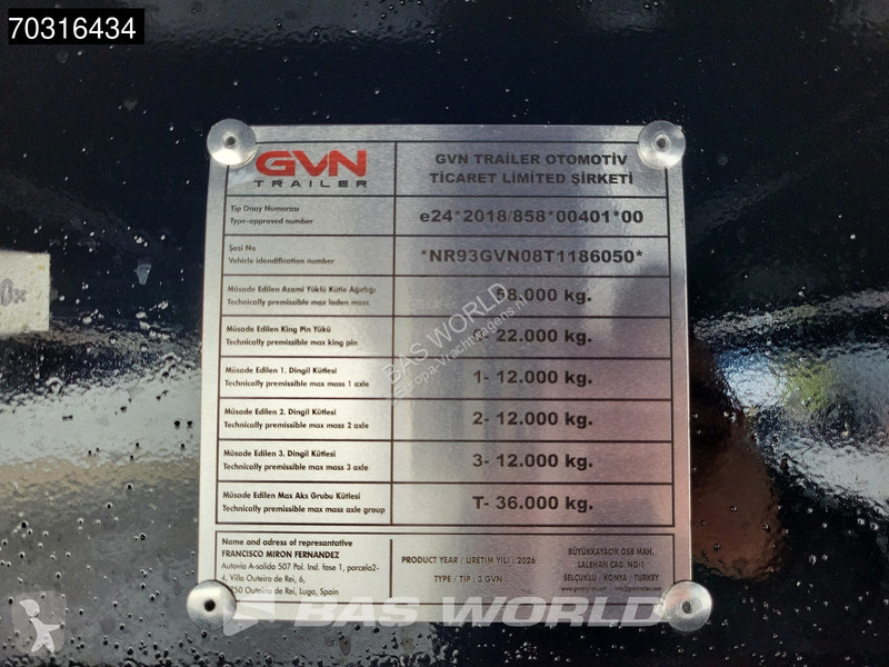 Semirremolque  3 GVN 3 axles NEW! Lift +...