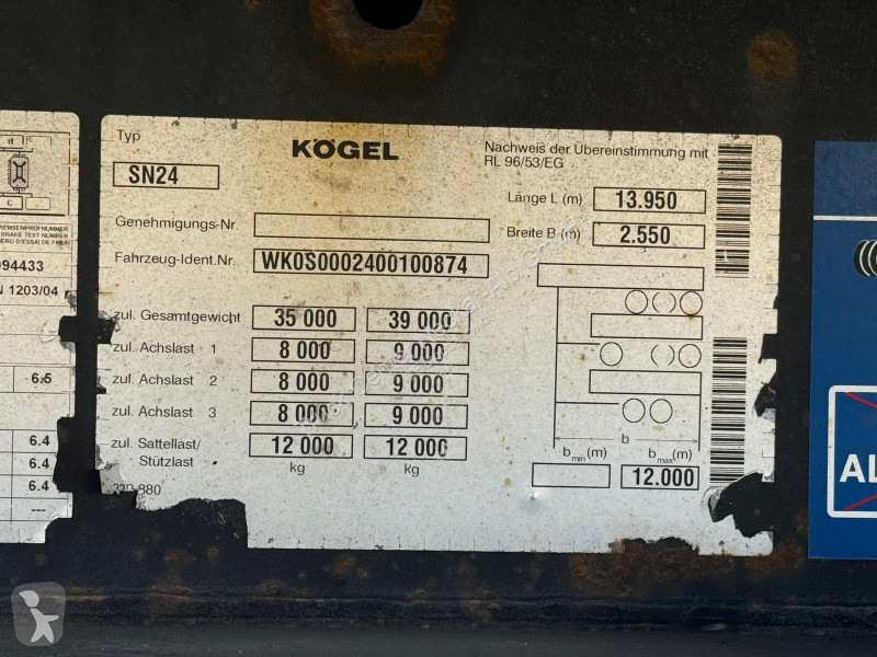 Semitrailer Kögel   3 Achs Standard Getränke...