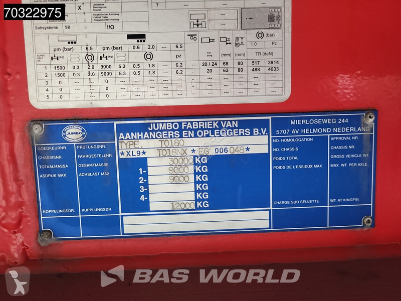 نصف مقطورة Jumbo T0180 2 axles LZV B-Double...
