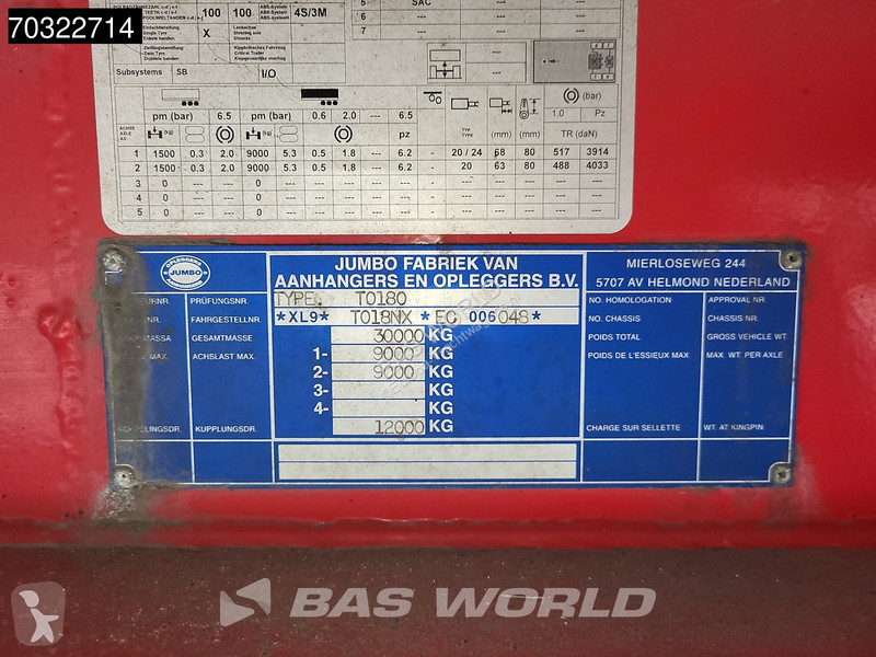 نصف مقطورة Jumbo T0180 2 axles LZV B-Double...