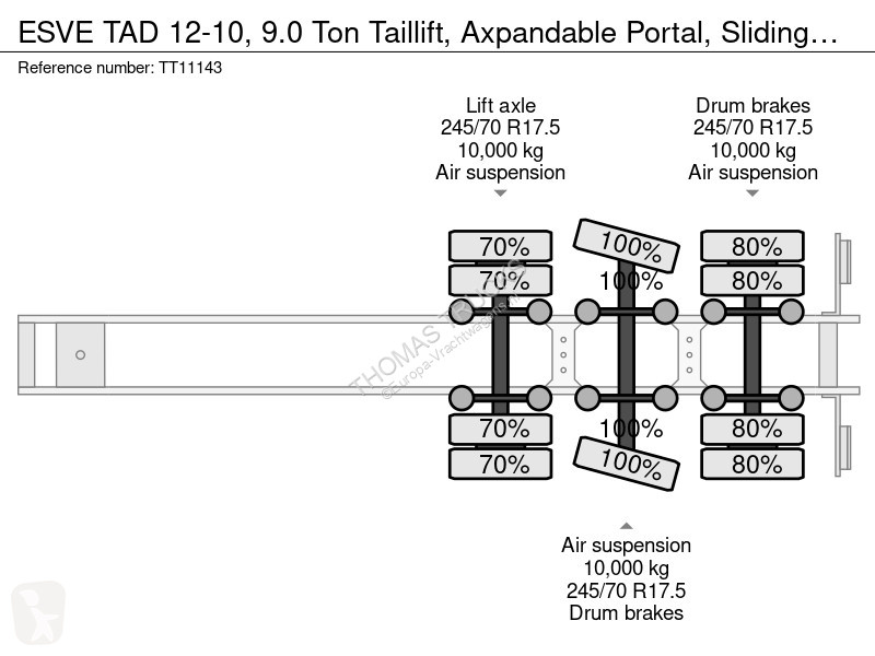 نصف مقطورة Esve TAD 12-10, 9.0 Ton Taillift,...