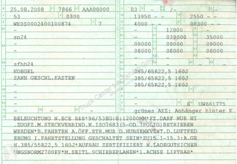 Semitrailer Kögel   3 Achs Standard Getränke...