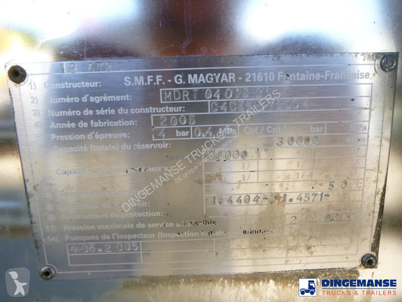 Semirremolque Magyar Vacuum tank inox 30 m3 / 1...