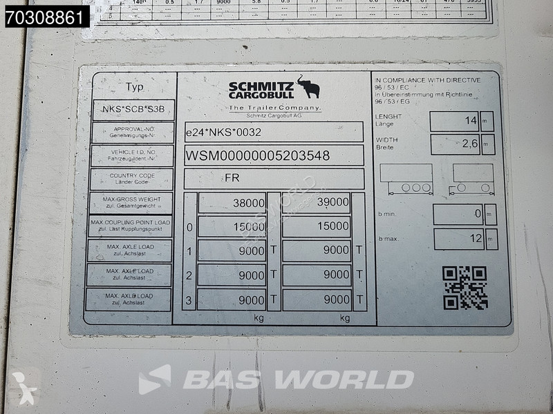 نصف مقطورة Schmitz Cargobull NKS*SCB*S3B Tail lift