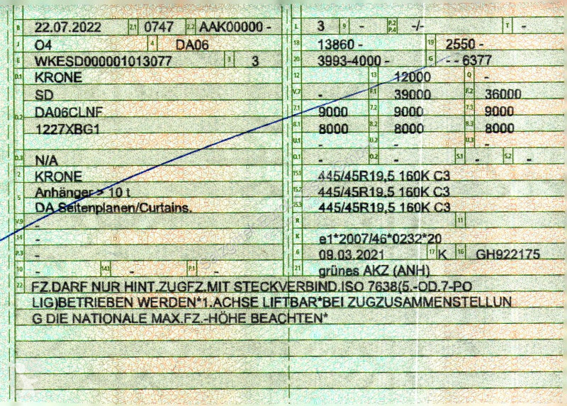 نصف مقطورة Krone / Hubdach / Liftachse / Mega