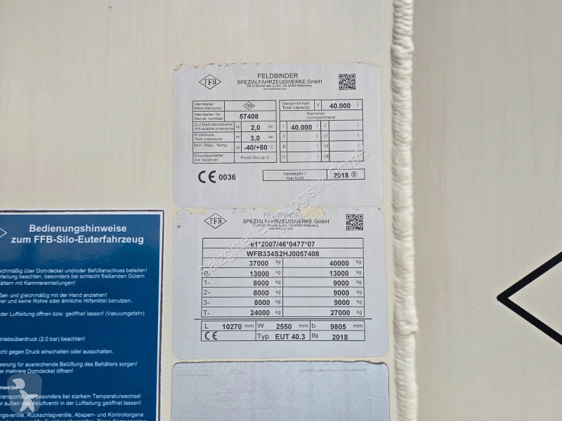 نصف مقطورة Feldbinder EUT 40.3 | Alu-Felgen |...