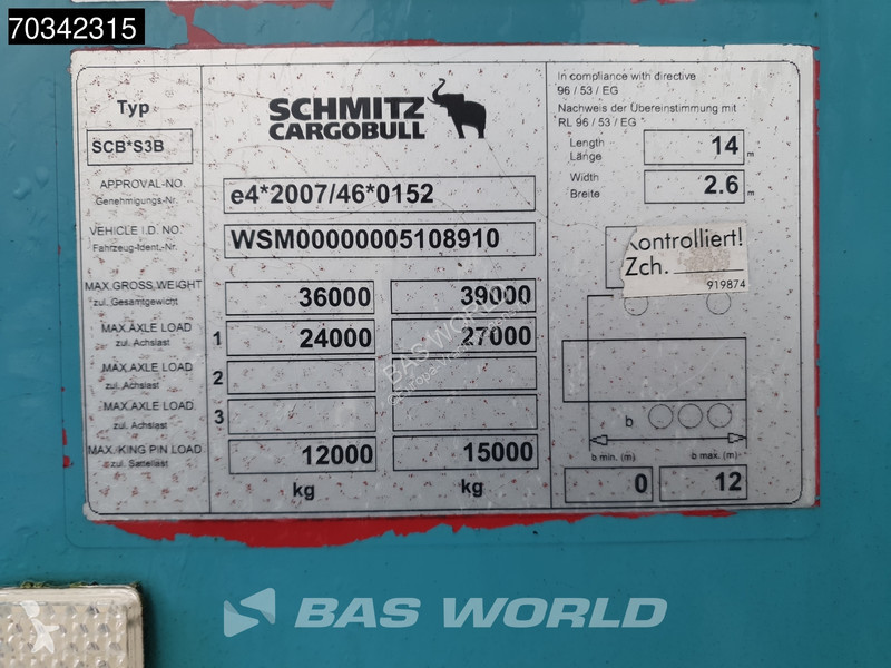 Schmitz Cargobull SCB*S3B Lift Axle Tailgate...