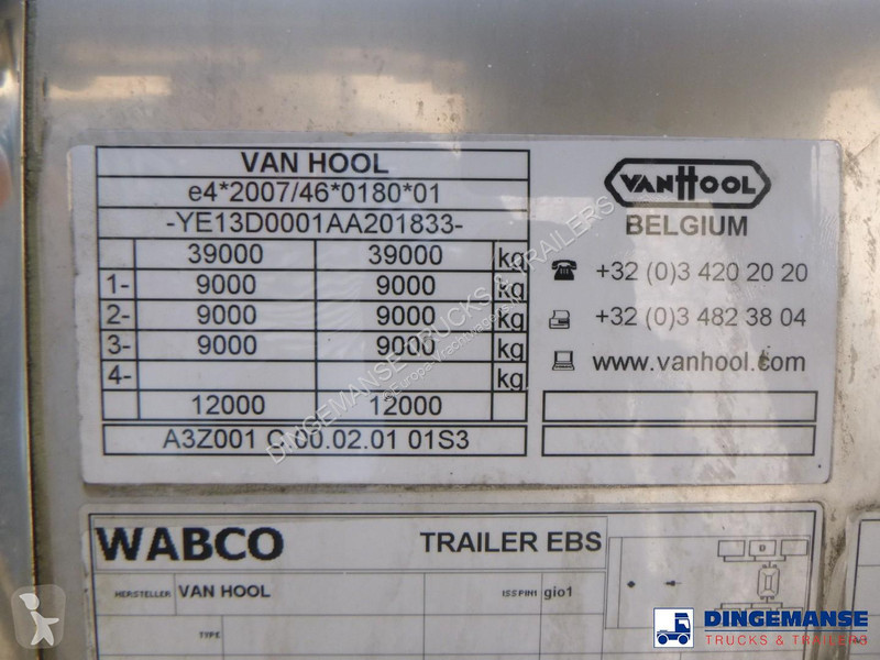 نصف مقطورة Van Hool Food tank inox 28.5 m3 / 3...