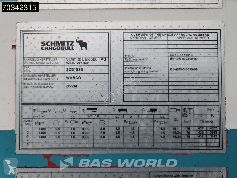 Schmitz Cargobull SCB*S3B Lift Axle Tailgate...