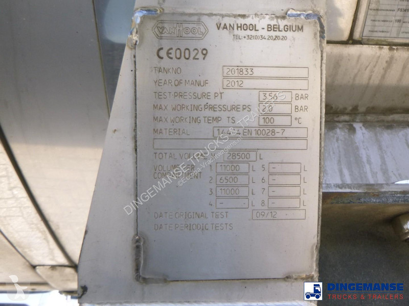 نصف مقطورة Van Hool Food tank inox 28.5 m3 / 3...