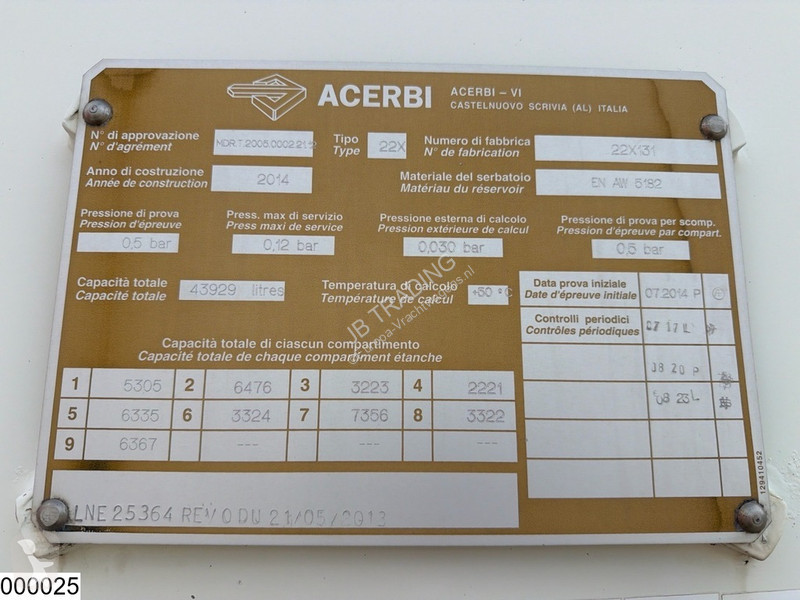 Oplegger Acerbi Fuel 43.929 liter, 9 Comp