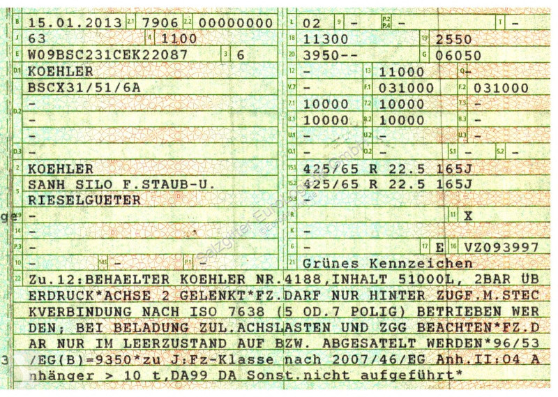نصف مقطورة  Köhler BSCX31/51/6A / Inhalt (l):...