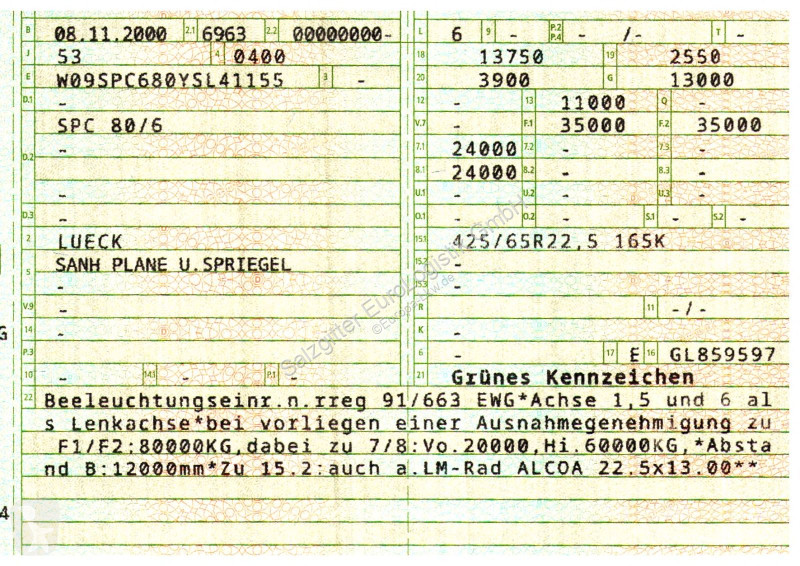 Sættevogn Lück SPC 80/6 | Lenkachse | Liftachse...