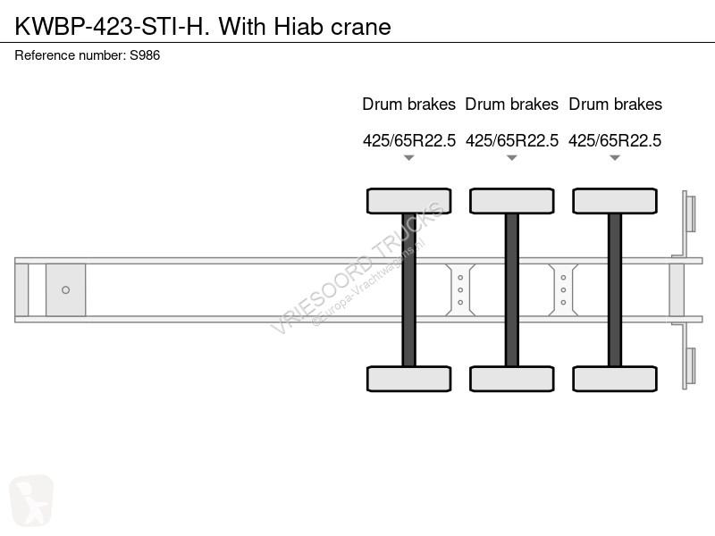 Semiremorca KWB P-423-STI-H. With Hiab crane