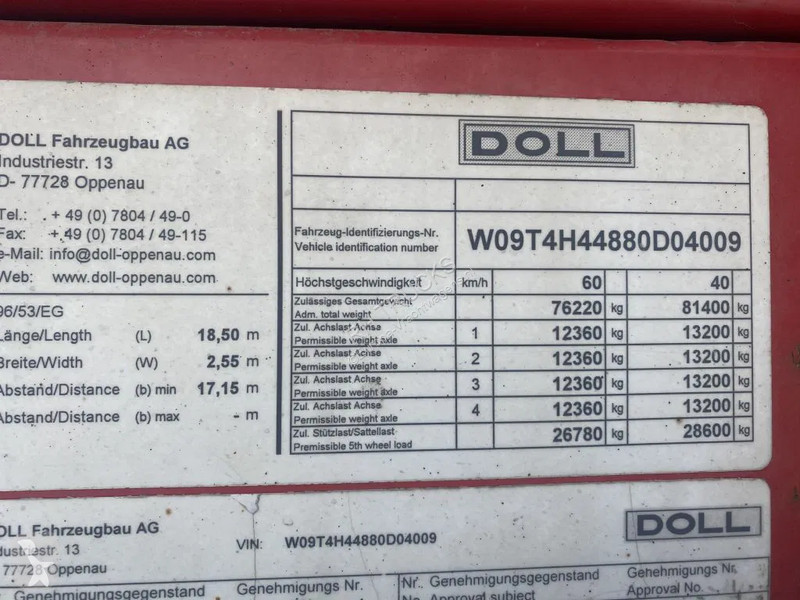 Semiremorca Doll 4 AXEL STEERING 66200 TON