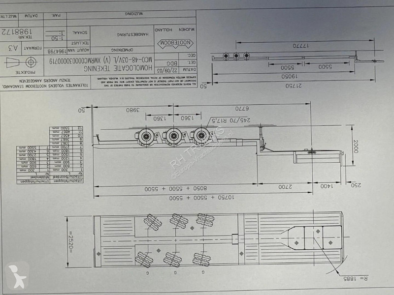 نصف مقطورة Nooteboom -48-03V - 3 AXLE STEERING...