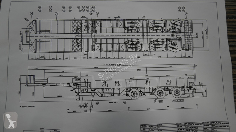نصف مقطورة Broshuis 3 axle semi low loader...