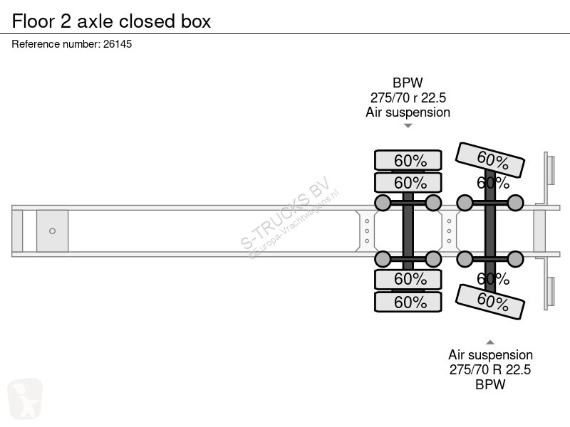 نصف مقطورة Floor 2 axle closed box