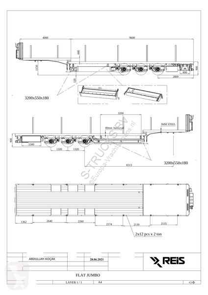نصف مقطورة  3 axle semi low loader