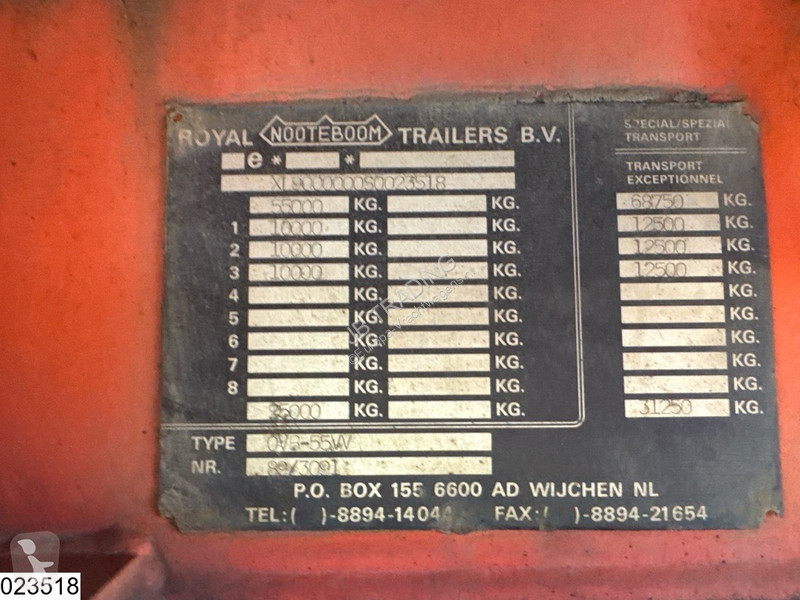 Semitrailer Nooteboom open laadbak 55000 KG,...