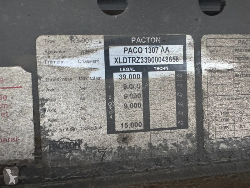 Semitrailer Pacton TRZ CARRIER MAXIMA 1300 D/E