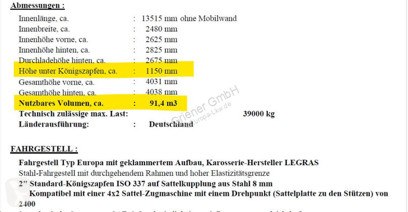 نصف مقطورة Legras C03 S / 92 m³ / 7 mm boden...
