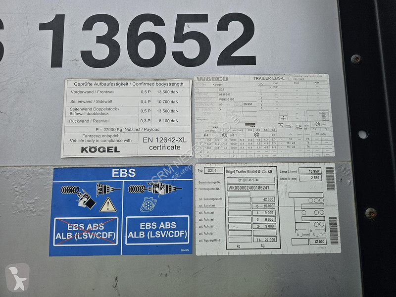 Návěs Kögel SN 24 - STANDARD - SAF DISC -...