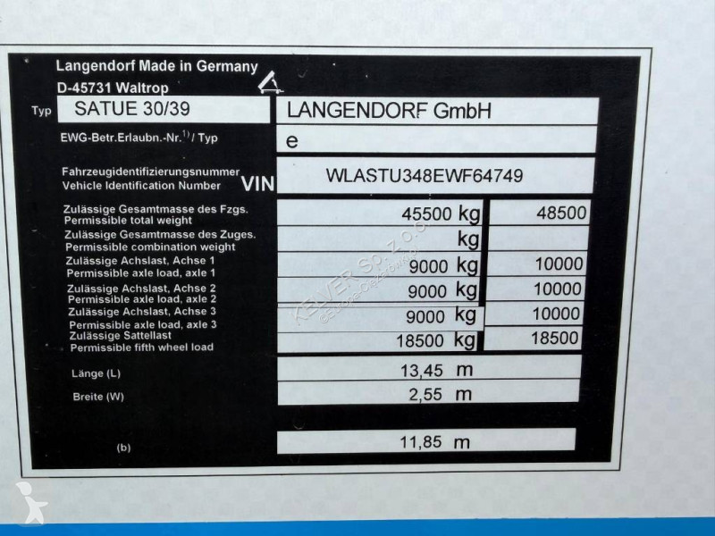 نصف مقطورة Langendorf SATUE 30/39 * * 3-axle *...