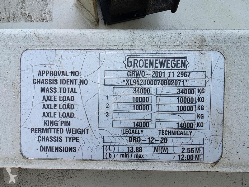 نصف مقطورة Groenewegen DRO 12-20 / LOADING LIFT...