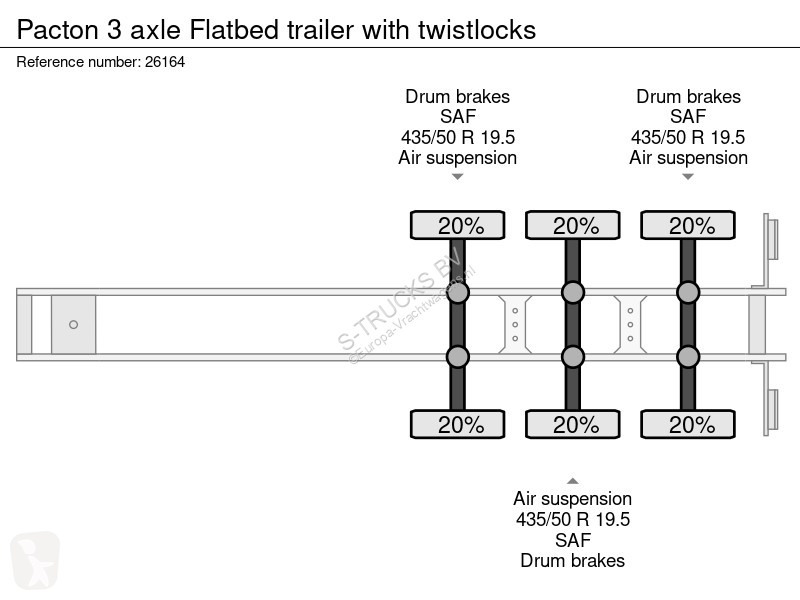 نصف مقطورة Pacton 3 axle Flatbed trailer with...