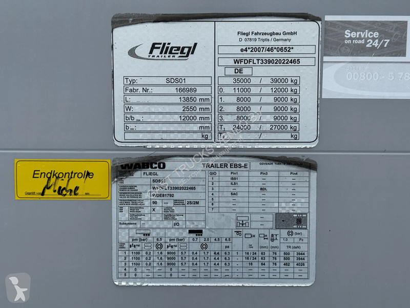 نصف مقطورة Fliegl Schuifzeil - Dak / Stuur-as /...