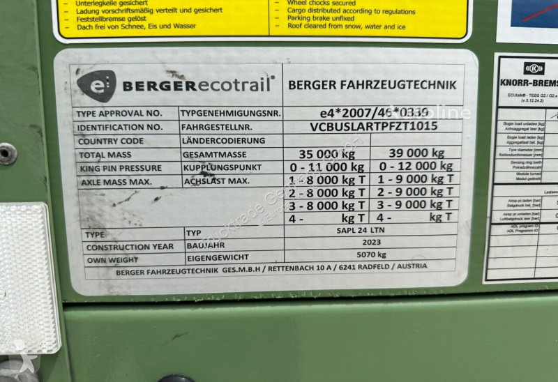 Semirremolque Berger 747 SAPL 24 LTN Plane /...
