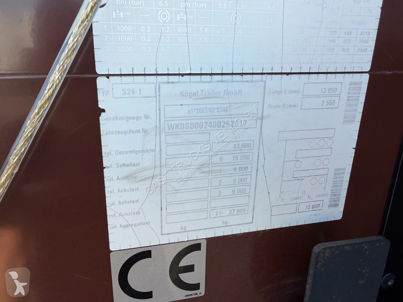 Kögel Schufzeil -dak / Lift-As / APK 03-2027...