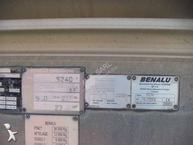 Semi remorque Benalu BENNE 3 ESSIEUX ESSIEUX...