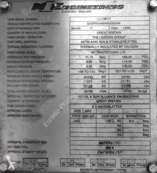 Semi reboque Aurepa LNG Methan Gas Cryogenic...