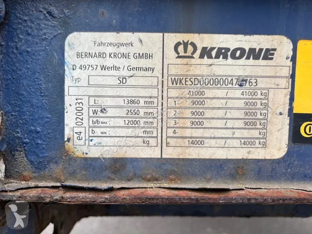 Oplegger Krone Flatbed met rongen 41 ton...