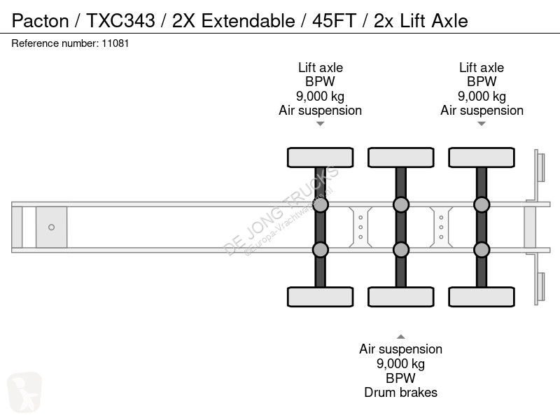 نصف مقطورة Pacton / TXC343 / 2X Extendable /...