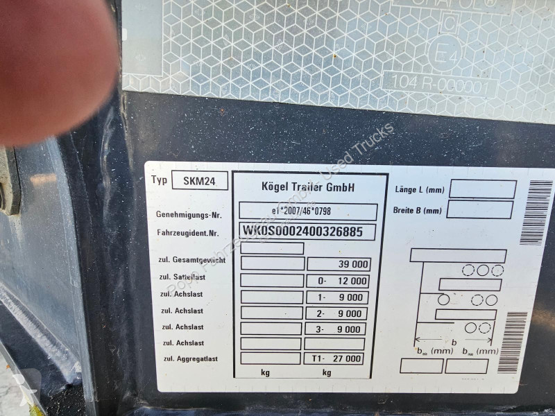 نصف مقطورة Kögel SKM 24*3-Achser, Rollplane,...