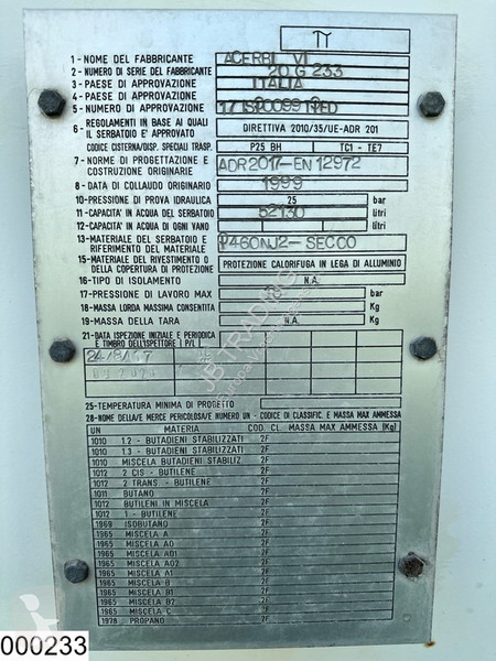 Semitrailer Acerbi Gas 52130 Liter, LPG GPL gas...