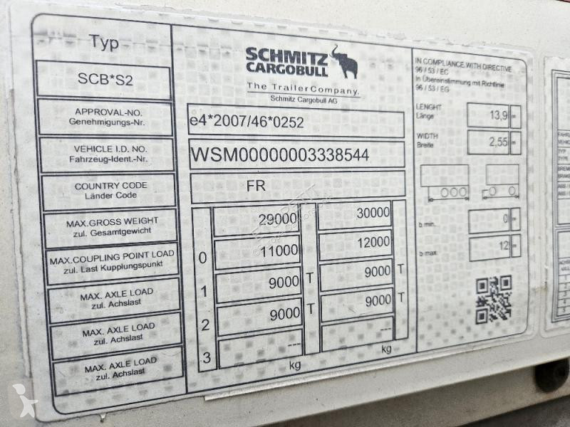 Semi remorque Schmitz Cargobull  SCB RIDEAU...