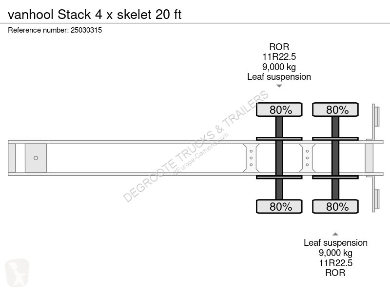 Semitrailer Van Hool Stack 4 x skelet 20 ft