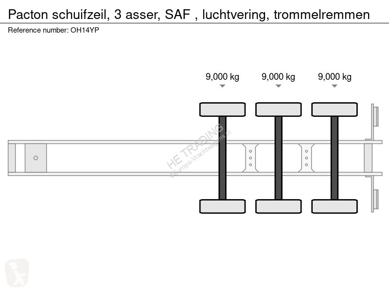 Semiremorca Pacton schuifzeil, 3 asser, SAF ,...