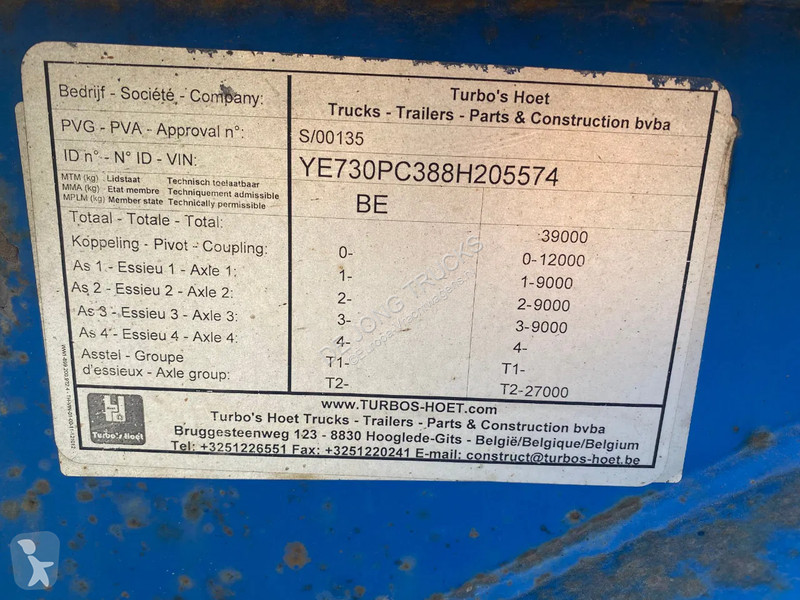 Semitrailer Turbo's Hoet 40 FT / BPW + Disc /...