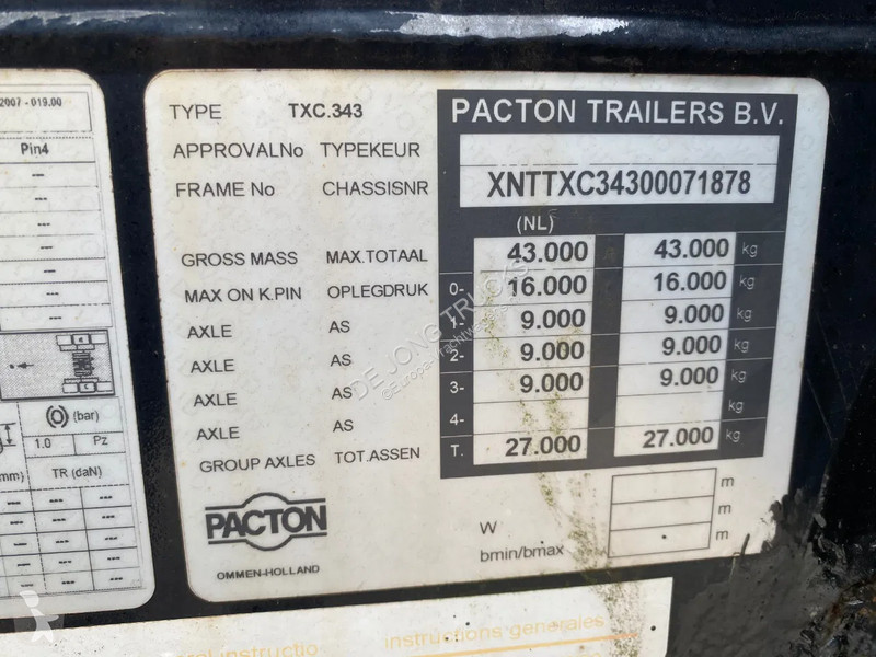 Semitrailer Pacton TXC 343 Multi / 3x...