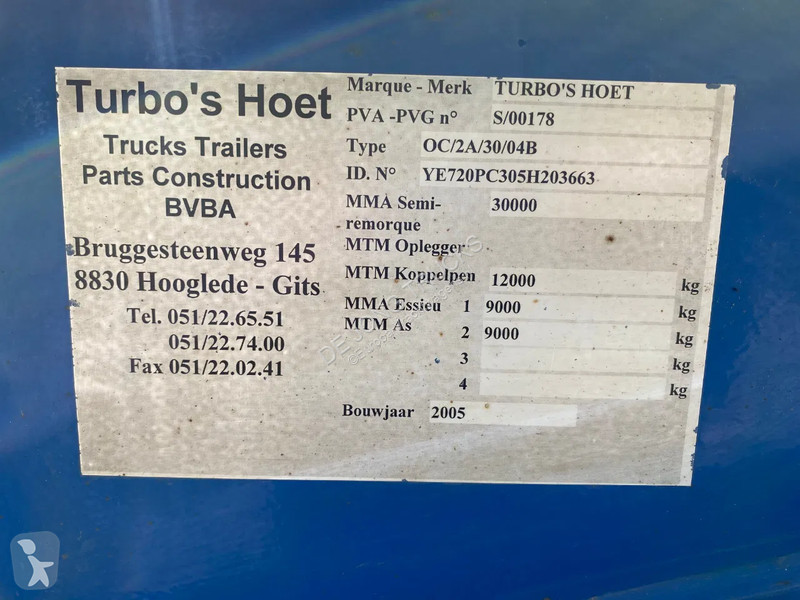 Semitrailer Turbo's Hoet 20 FT Container...