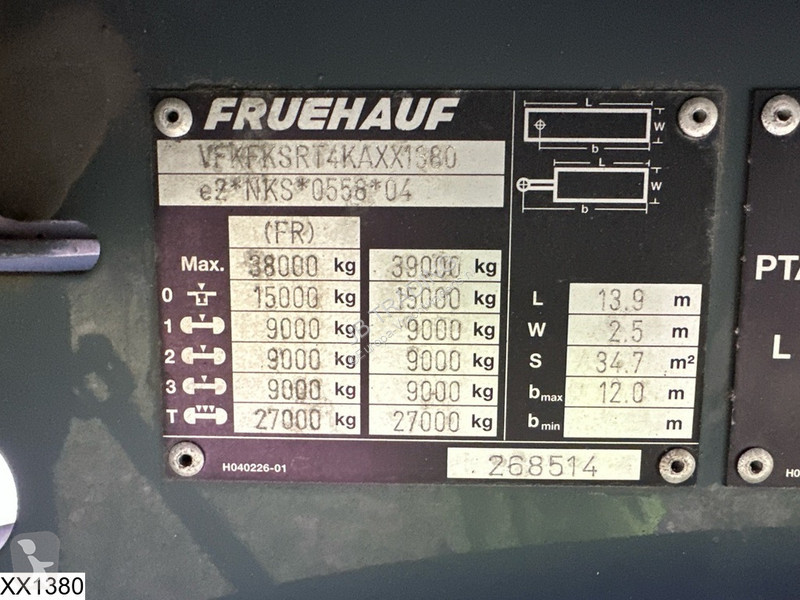Semirremolque Fruehauf Tautliner Lift axle