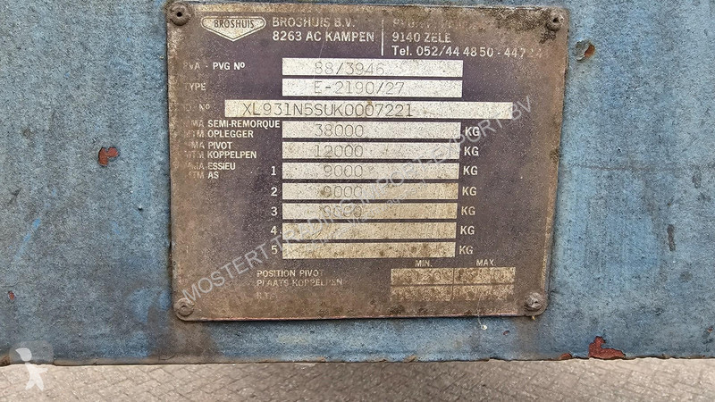 Semirimorchio Broshuis E/2190/27 - 6.5 Meters...