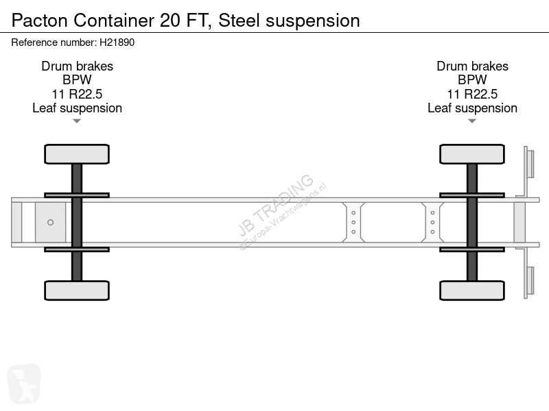 نصف مقطورة Pacton Container 20 FT, Steel...